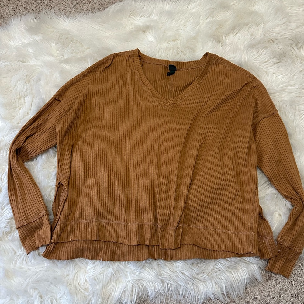 Wild Fable Tan Ribbed Knit Top